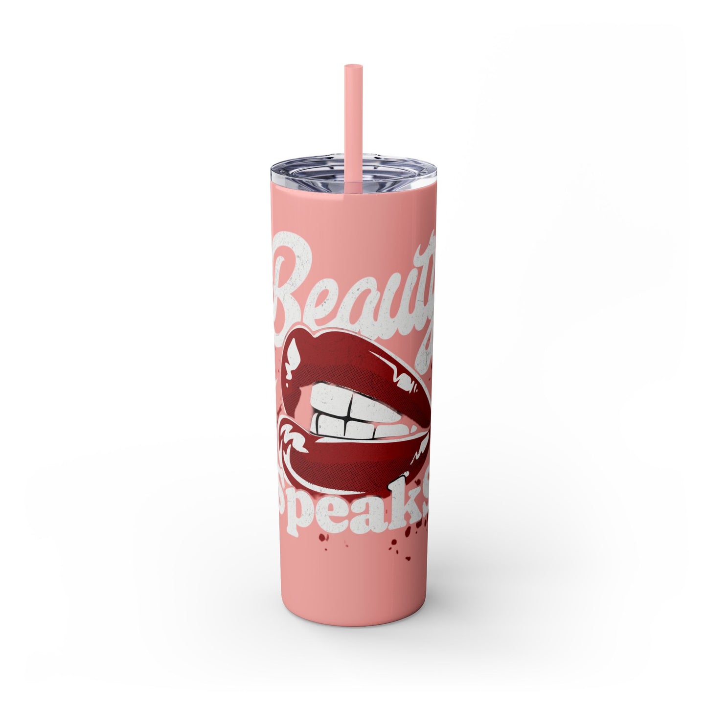 Beauty Speaks - Skinny Tumbler with Straw, 20oz - Creatively Designed Shop