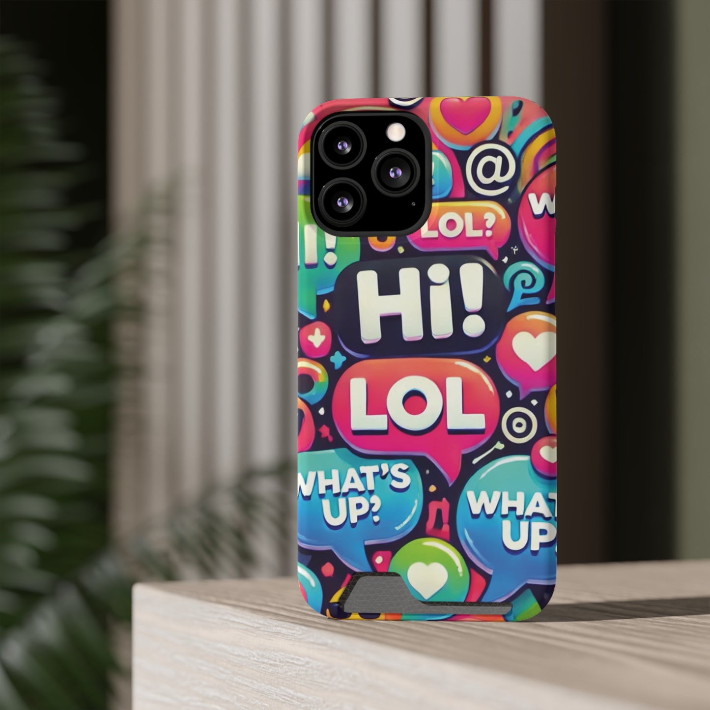 "Text Bubbles" - Phone Case With Card Holder - Creatively Designed Shop