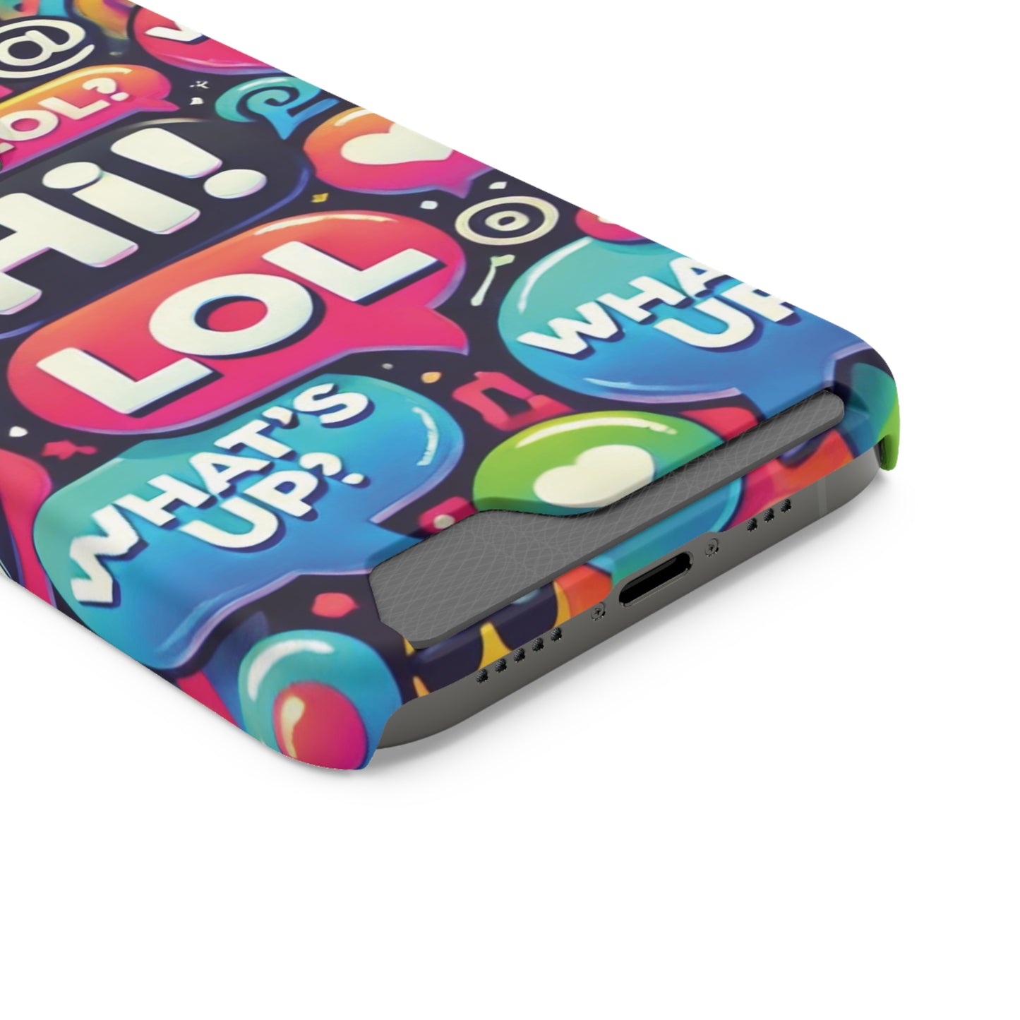 "Text Bubbles" - Phone Case With Card Holder - Creatively Designed Shop