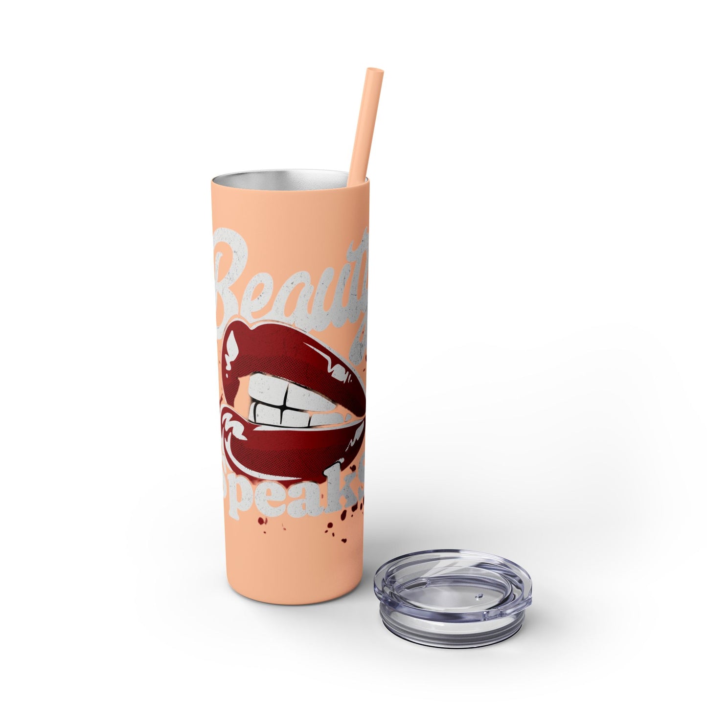 Beauty Speaks - Skinny Tumbler with Straw, 20oz - Creatively Designed Shop