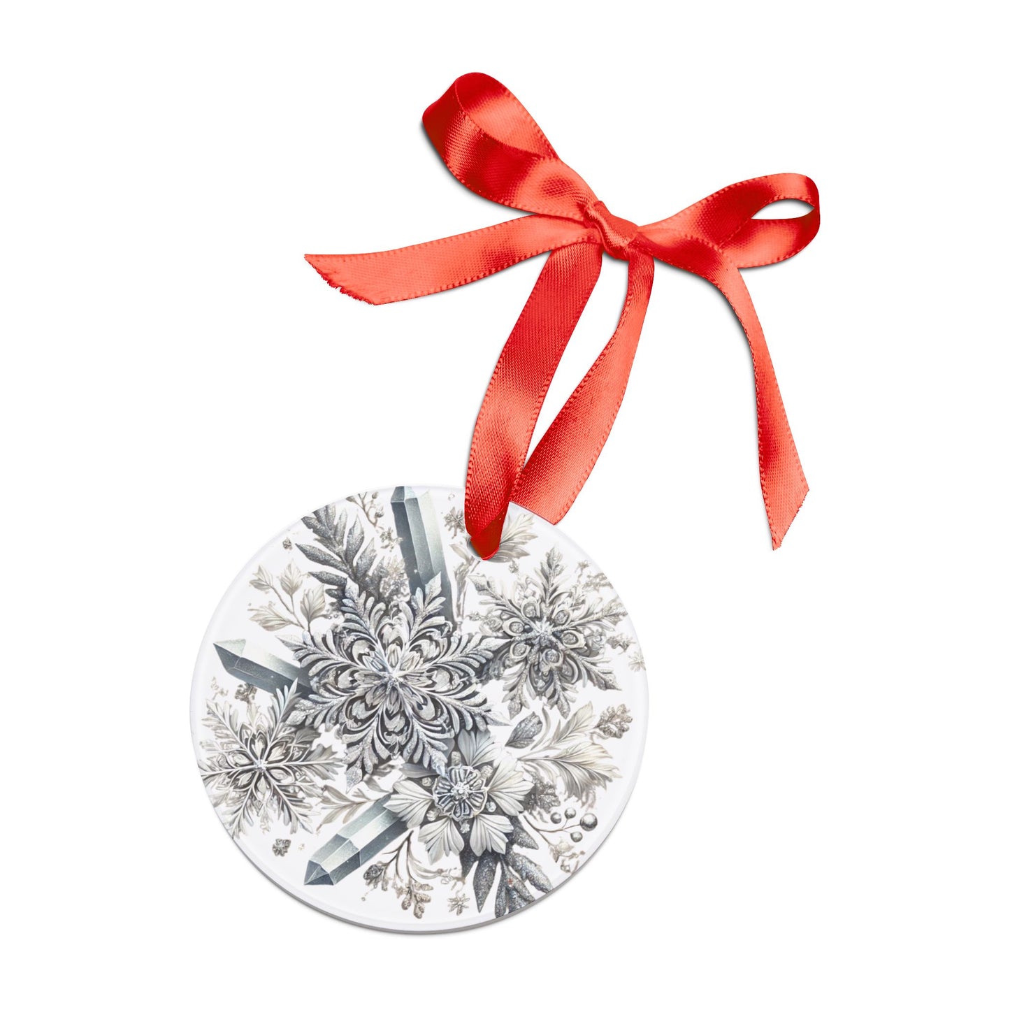 Snowflakes & Ice Crystals - Acrylic Ornament with Ribbon - Creatively Designed Shop