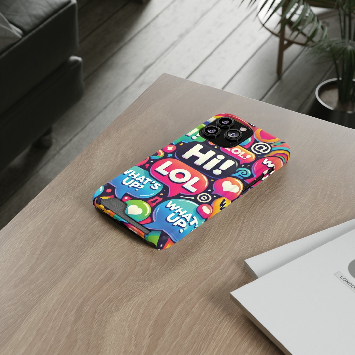 "Text Bubbles" - Phone Case With Card Holder - Creatively Designed Shop