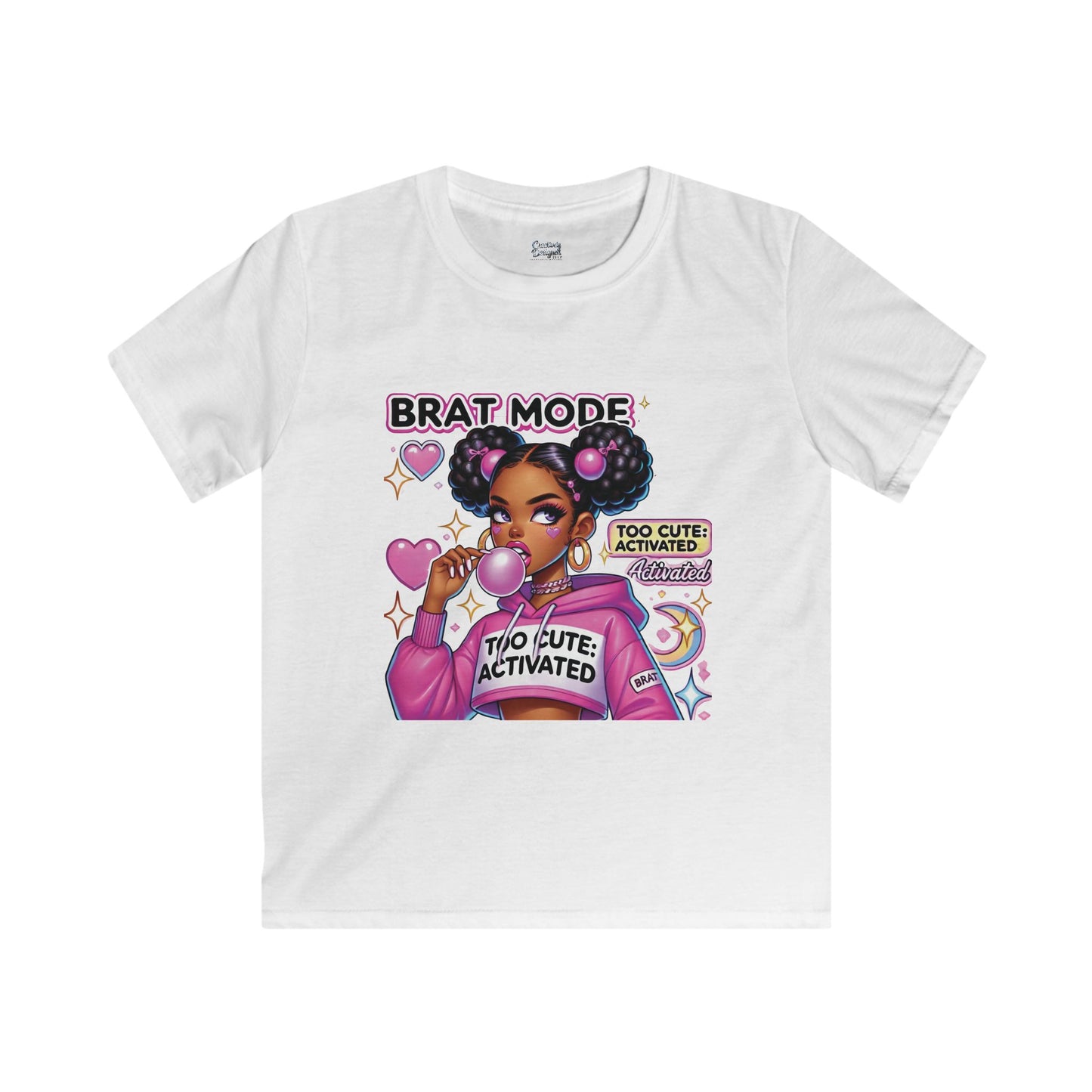 Brat Mode "Too Cute Activated" - Kids Softstyle Tee