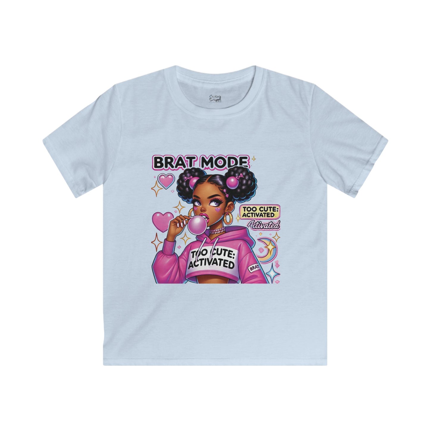 Brat Mode "Too Cute Activated" - Kids Softstyle Tee