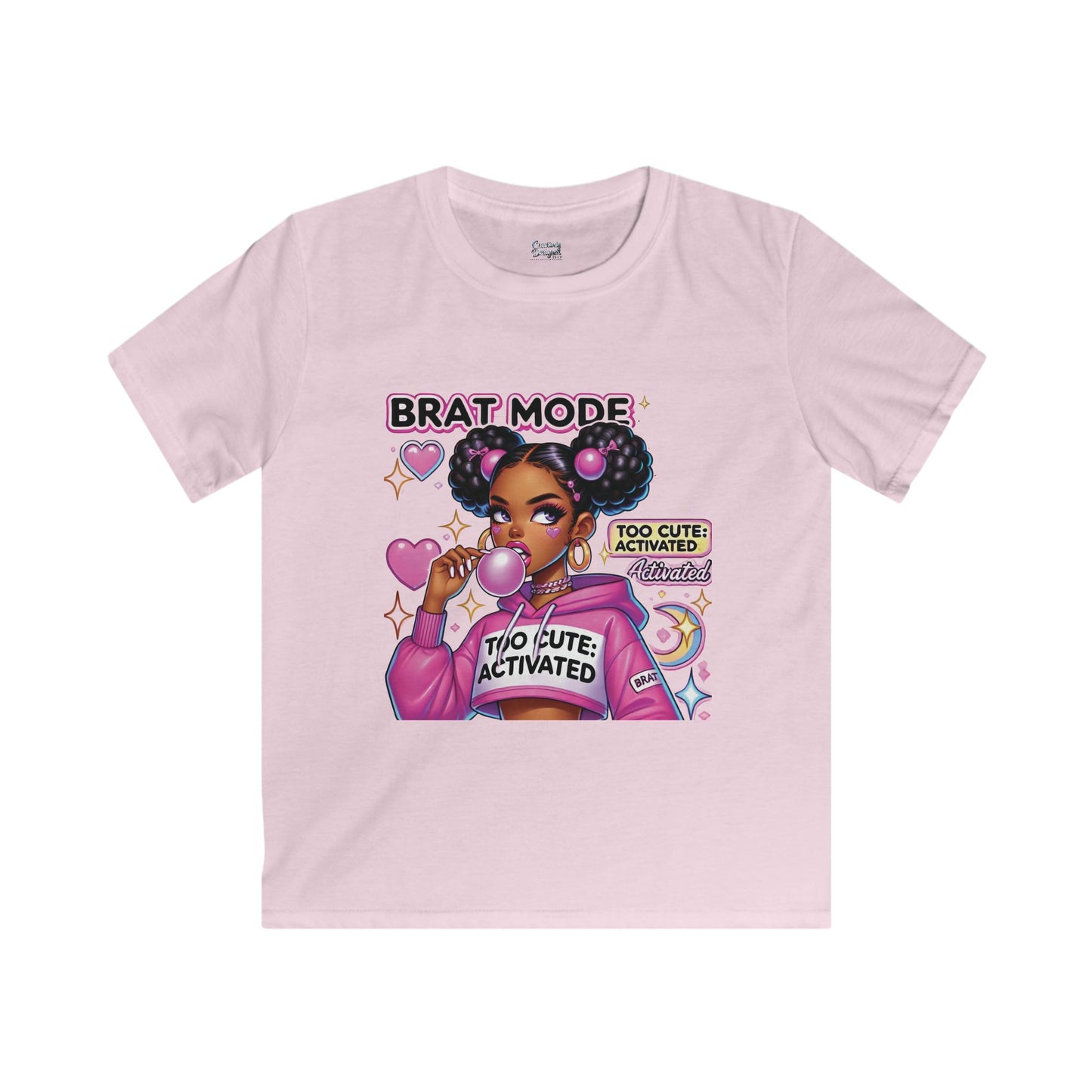 Brat Mode "Too Cute Activated" - Kids Softstyle Tee