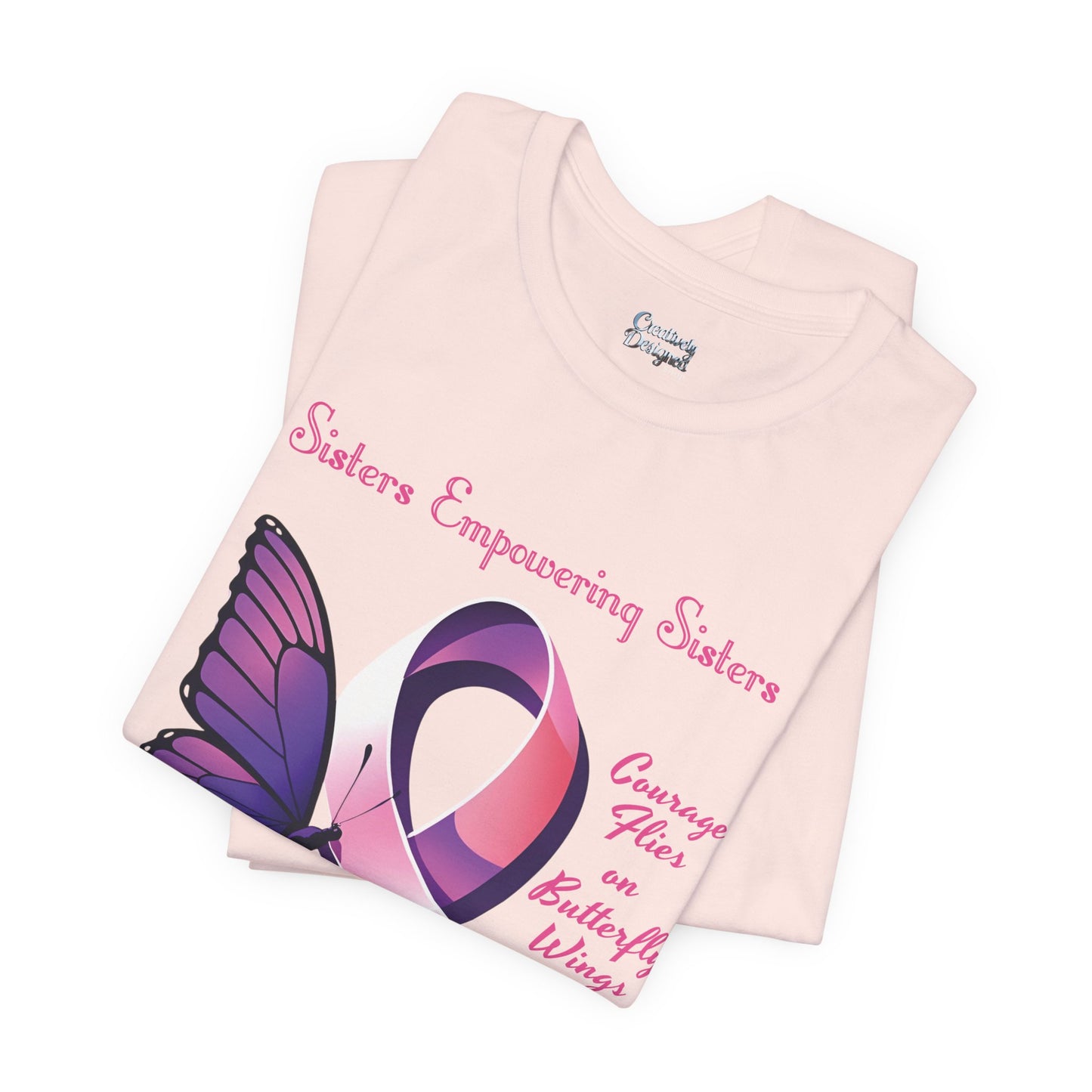 SES Breast Cancer Awareness "Courage Flies on Butterfly Wings" - Unisex Jersey Short Sleeve Tee