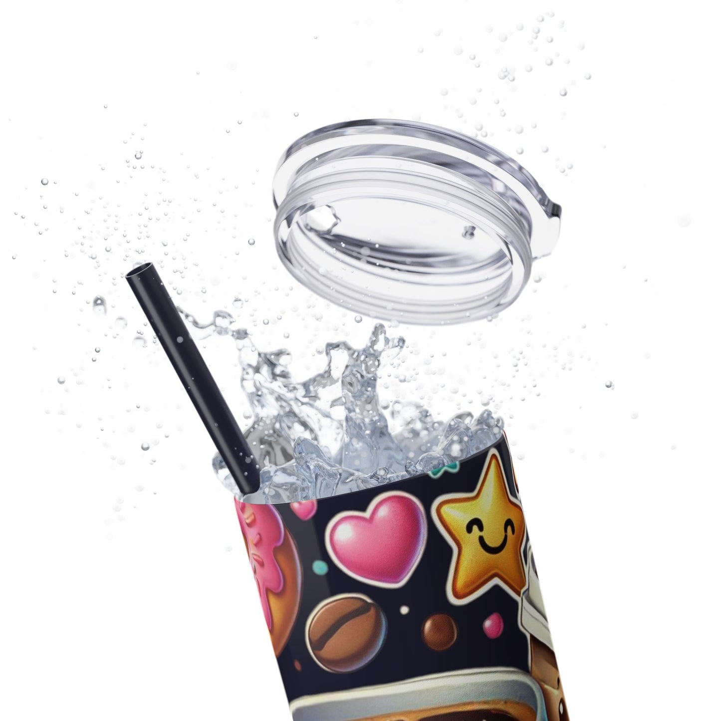 Coffee & Donuts - Skinny Tumbler with Straw, 20oz - Creatively Designed Shop