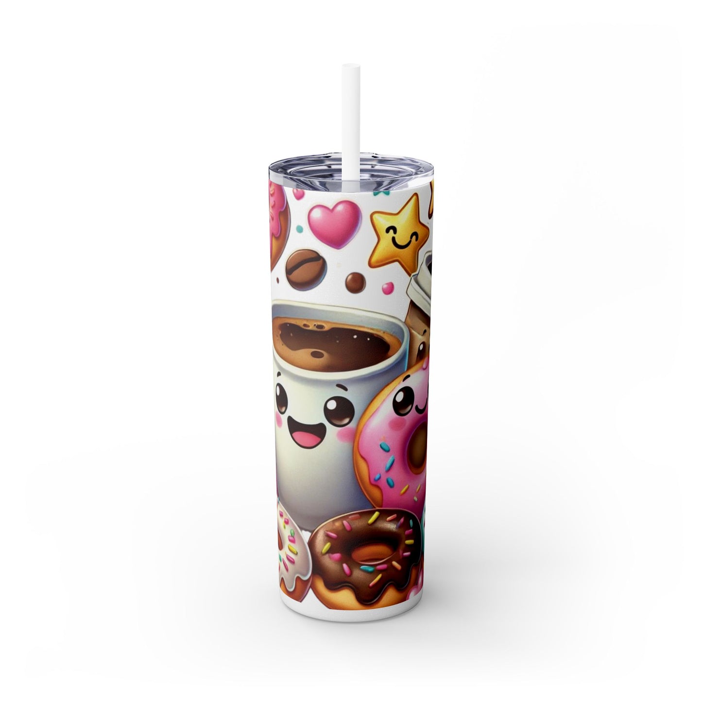 Coffee & Donuts - Skinny Tumbler with Straw, 20oz - Creatively Designed Shop