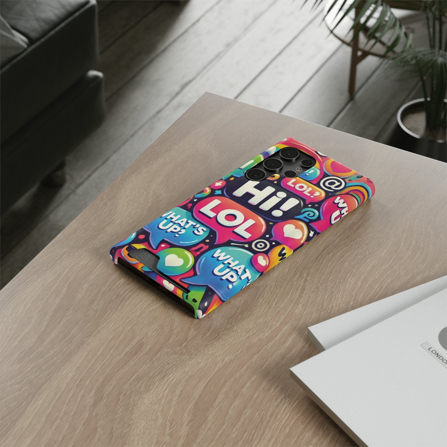 "Text Bubbles" - Phone Case With Card Holder - Creatively Designed Shop