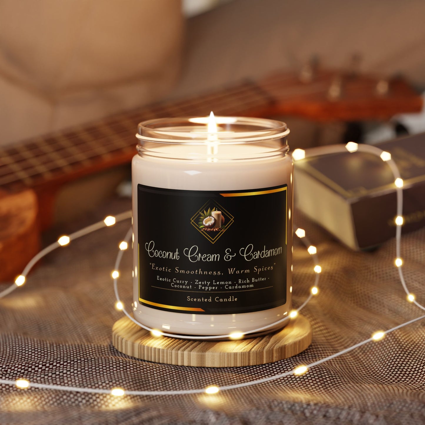 Coconut Cream & Cardamom - Scented Soy Candle, 9oz - Creatively Designed Shop