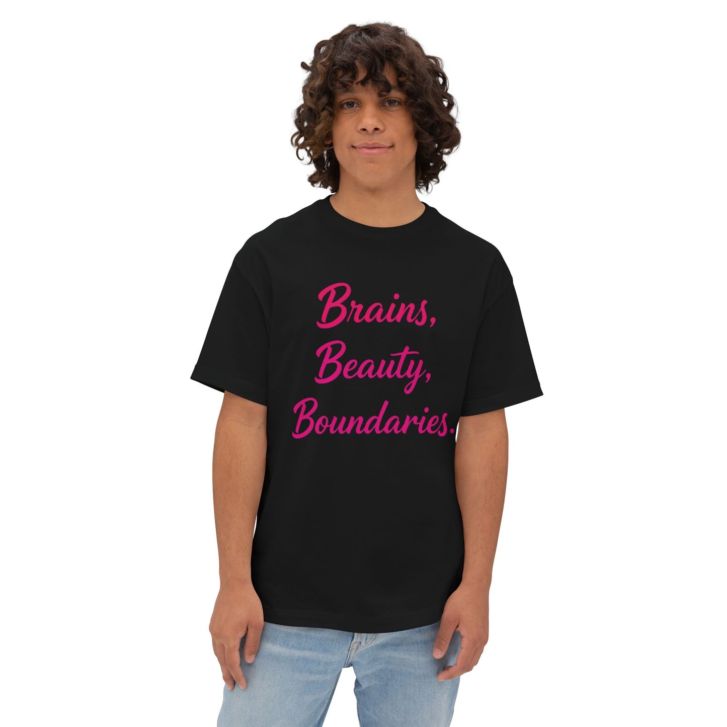Brains, Beauty, Boundaries - Unisex Oversized Boxy Tee
