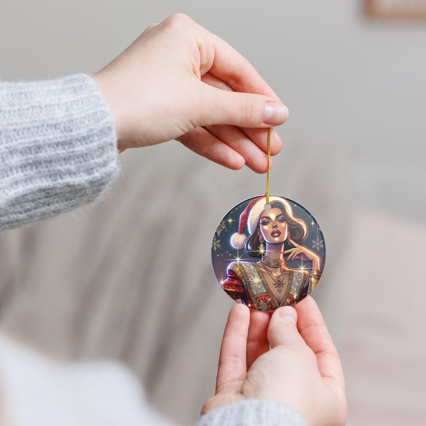 Christmas Beauty - Ceramic Decoration Ornament, (1pc)