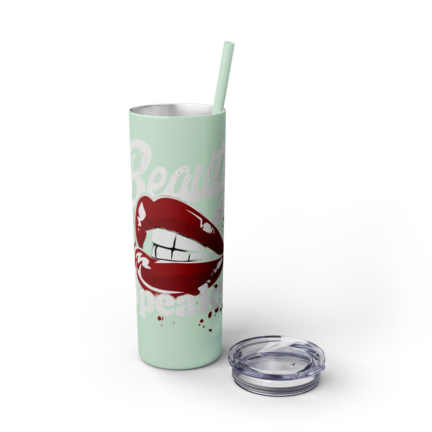Beauty Speaks - Skinny Tumbler with Straw, 20oz - Creatively Designed Shop