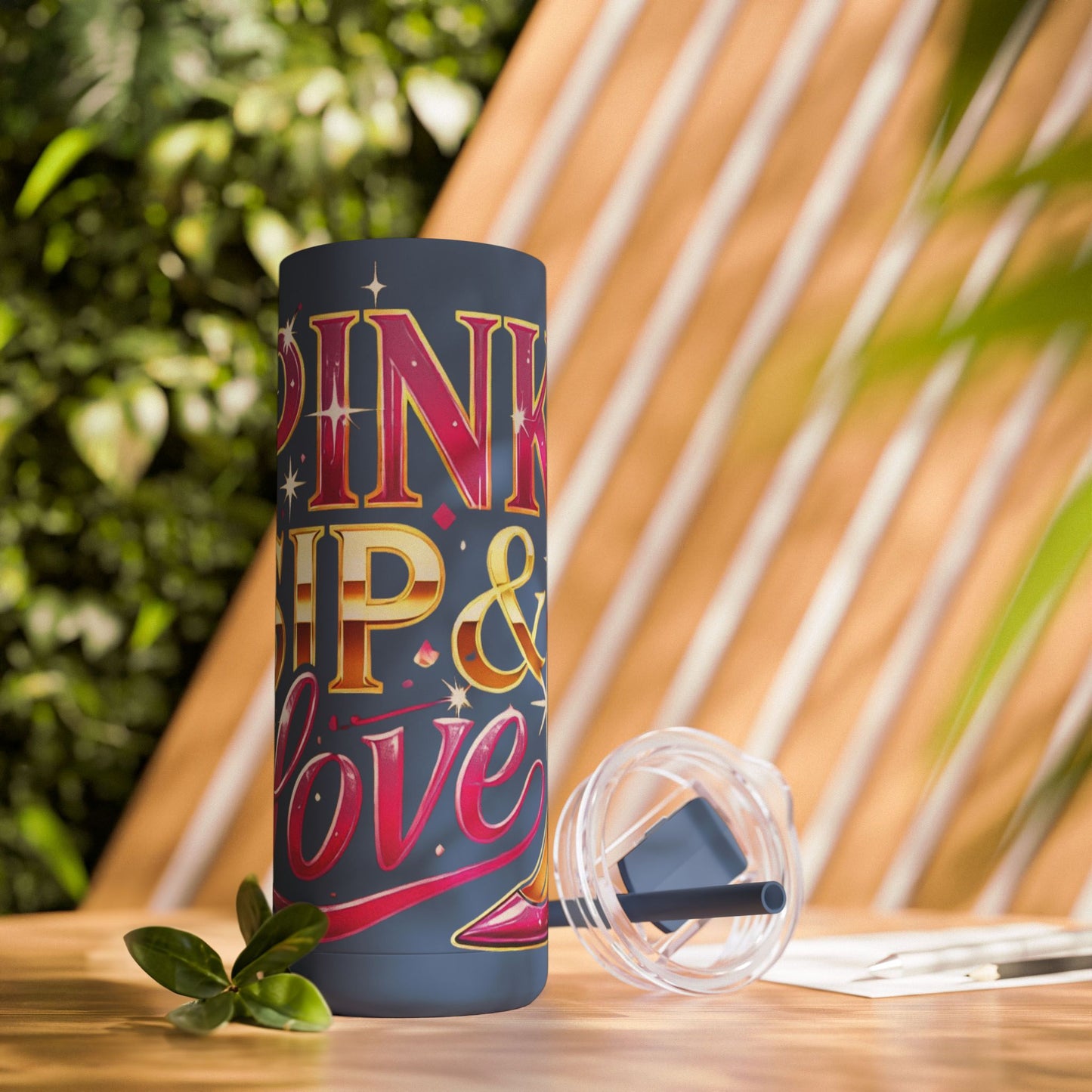 Pink, Sip & Love - Maars Maker Skinny Matte Tumbler, 20oz - Creatively Designed Shop