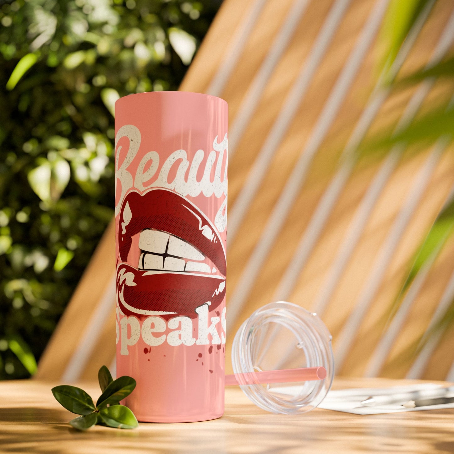 Beauty Speaks - Skinny Tumbler with Straw, 20oz - Creatively Designed Shop