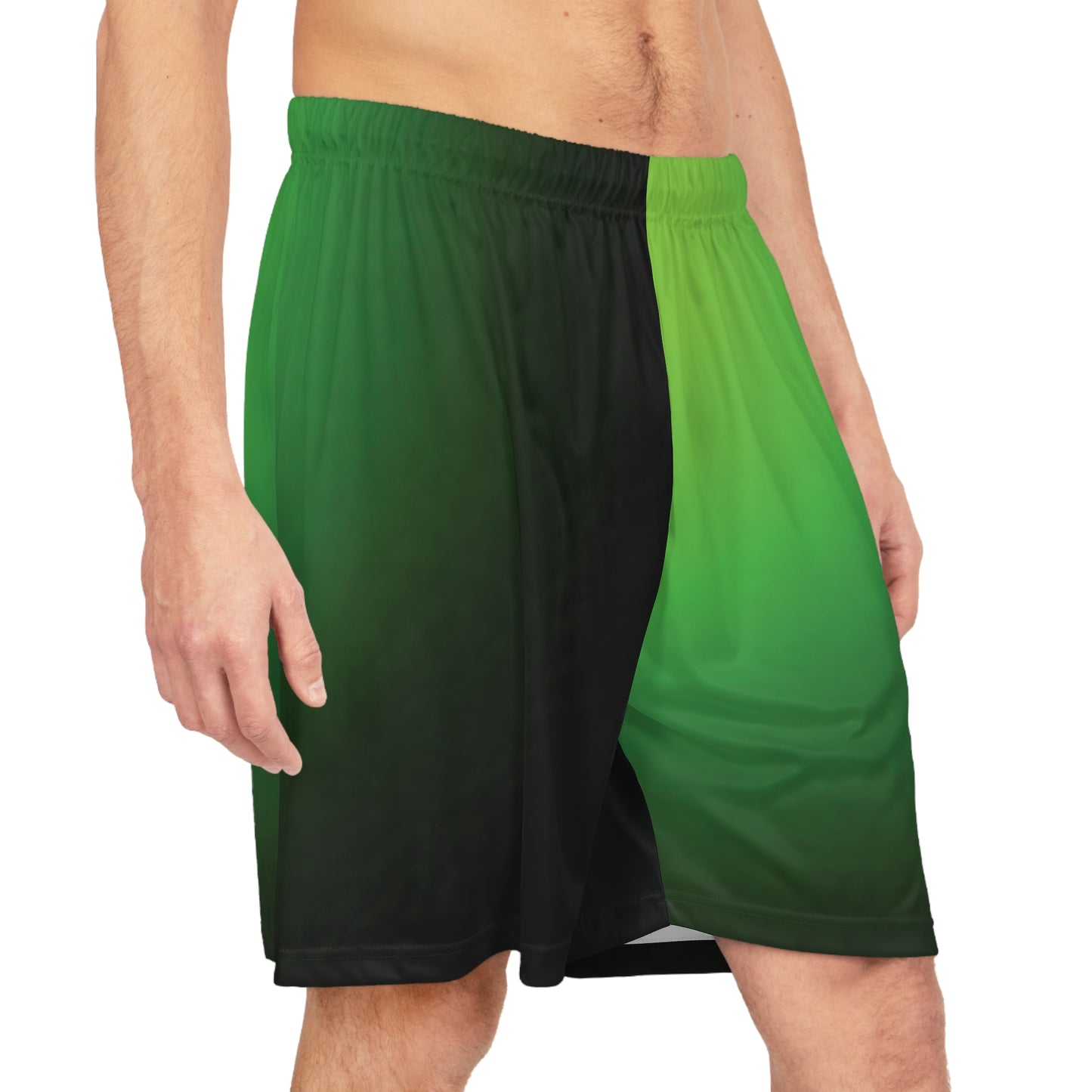 Split Gradient Faded Green - Basketball Shorts (AOP) - Creatively Designed Shop
