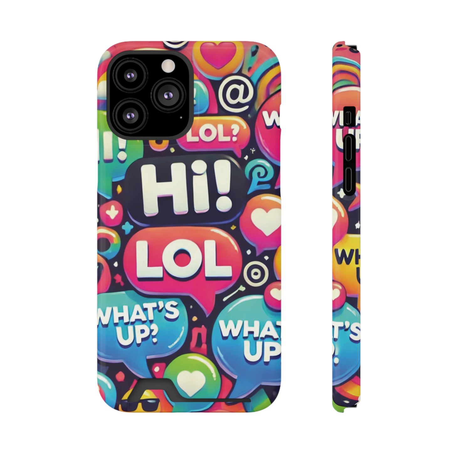 "Text Bubbles" - Phone Case With Card Holder - Creatively Designed Shop