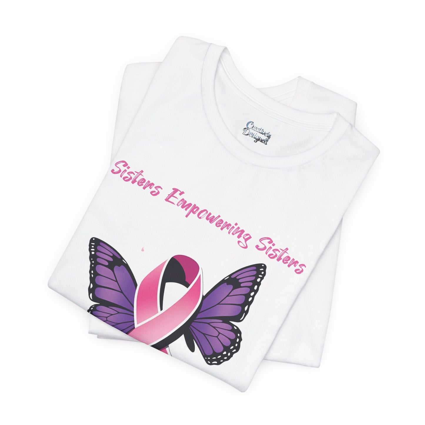 SES Breast Cancer Awareness "Butterfly & Ribbon" - Unisex Jersey Short Sleeve Tee