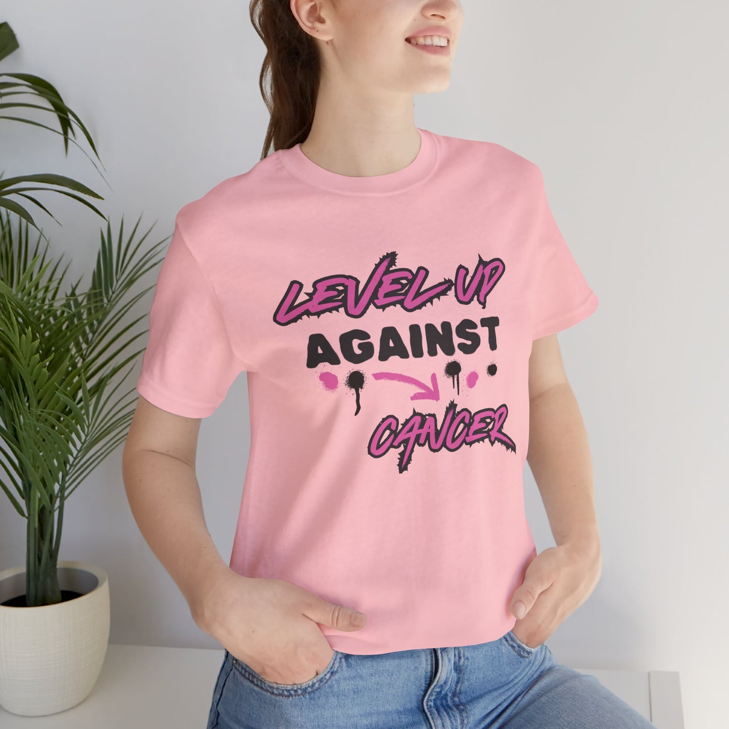 Level Up Against Cancer - Unisex Jersey Short Sleeve Tee