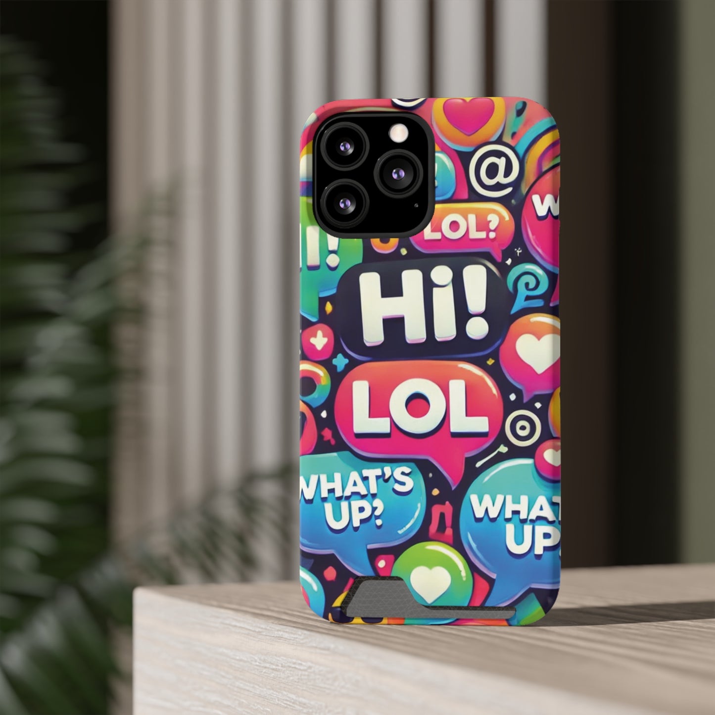 "Text Bubbles" - Phone Case With Card Holder - Creatively Designed Shop