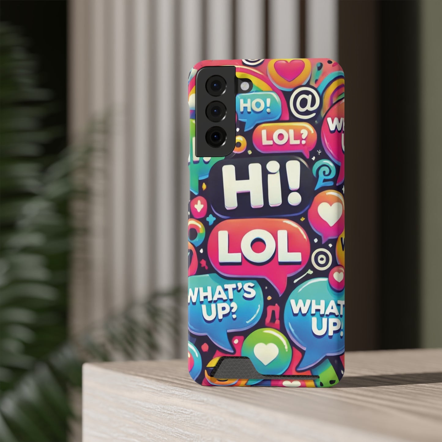 "Text Bubbles" - Phone Case With Card Holder - Creatively Designed Shop