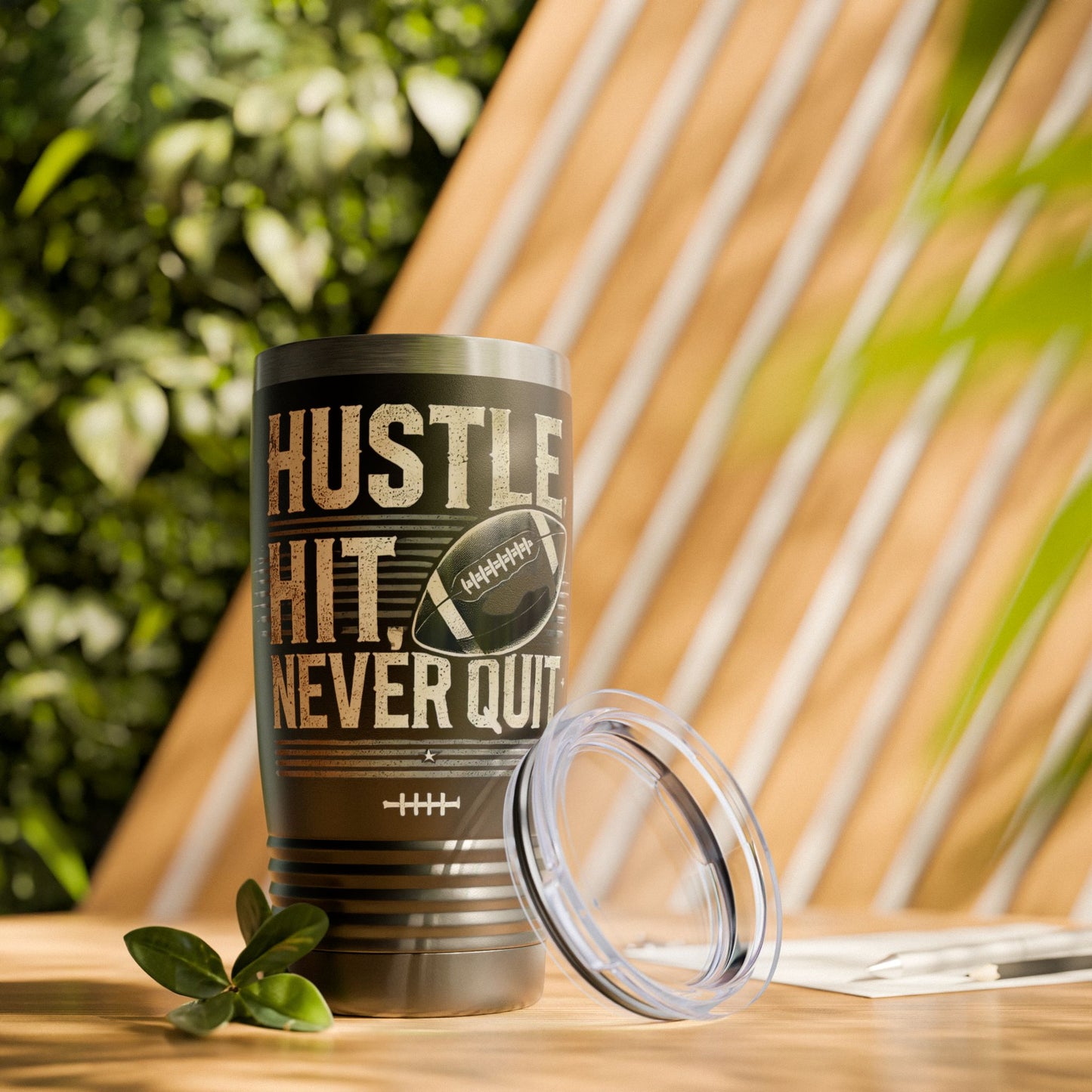 Hustle, Hit, Never Quit - Ringneck Tumbler, 20oz - Creatively Designed Shop
