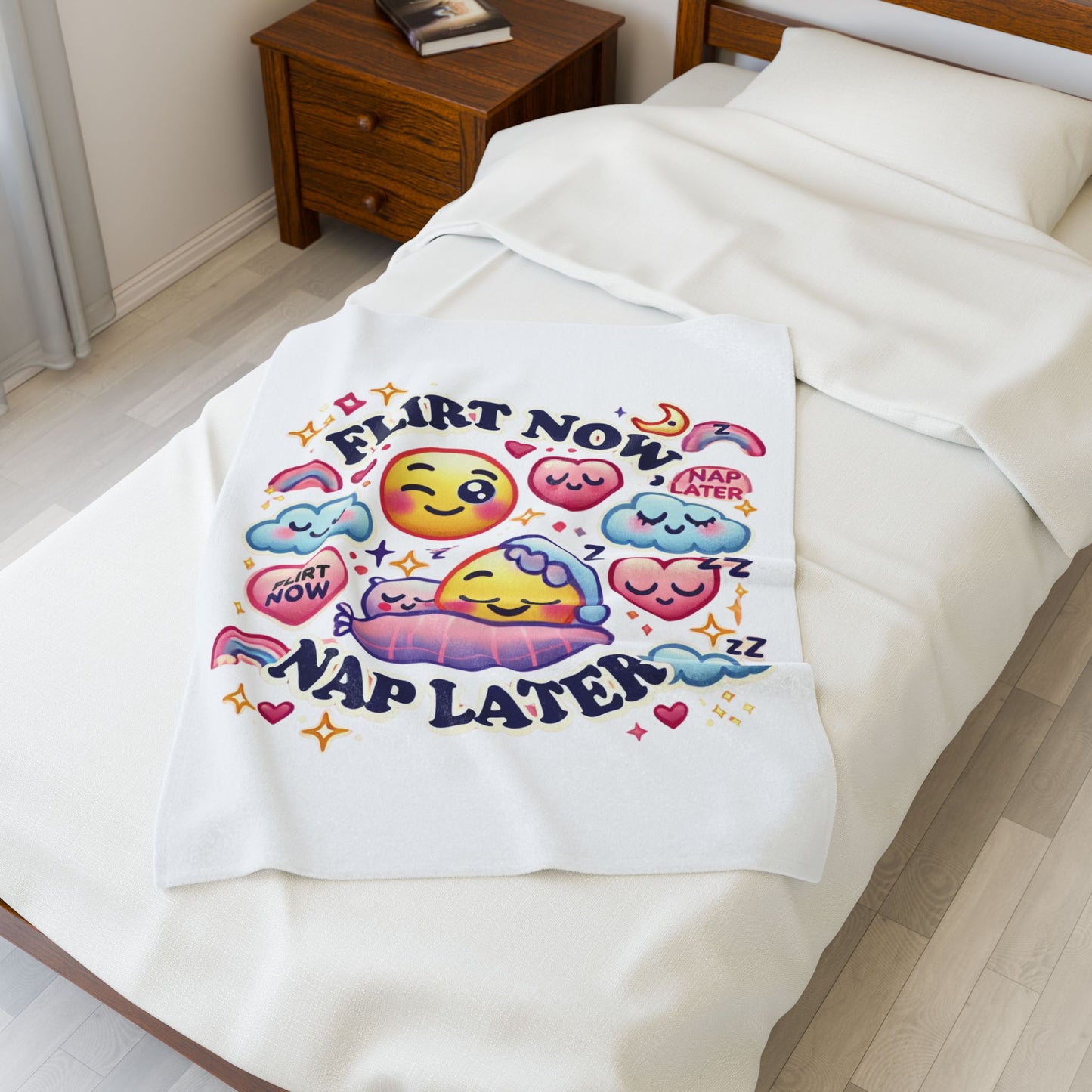 Flirt Now, Nap Later - Velveteen Plush Blanket