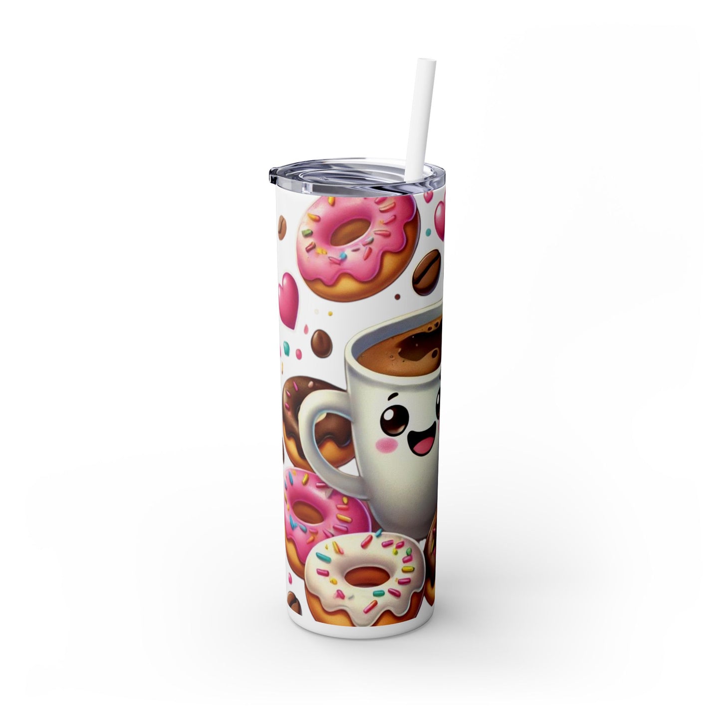 Coffee & Donuts - Skinny Tumbler with Straw, 20oz - Creatively Designed Shop