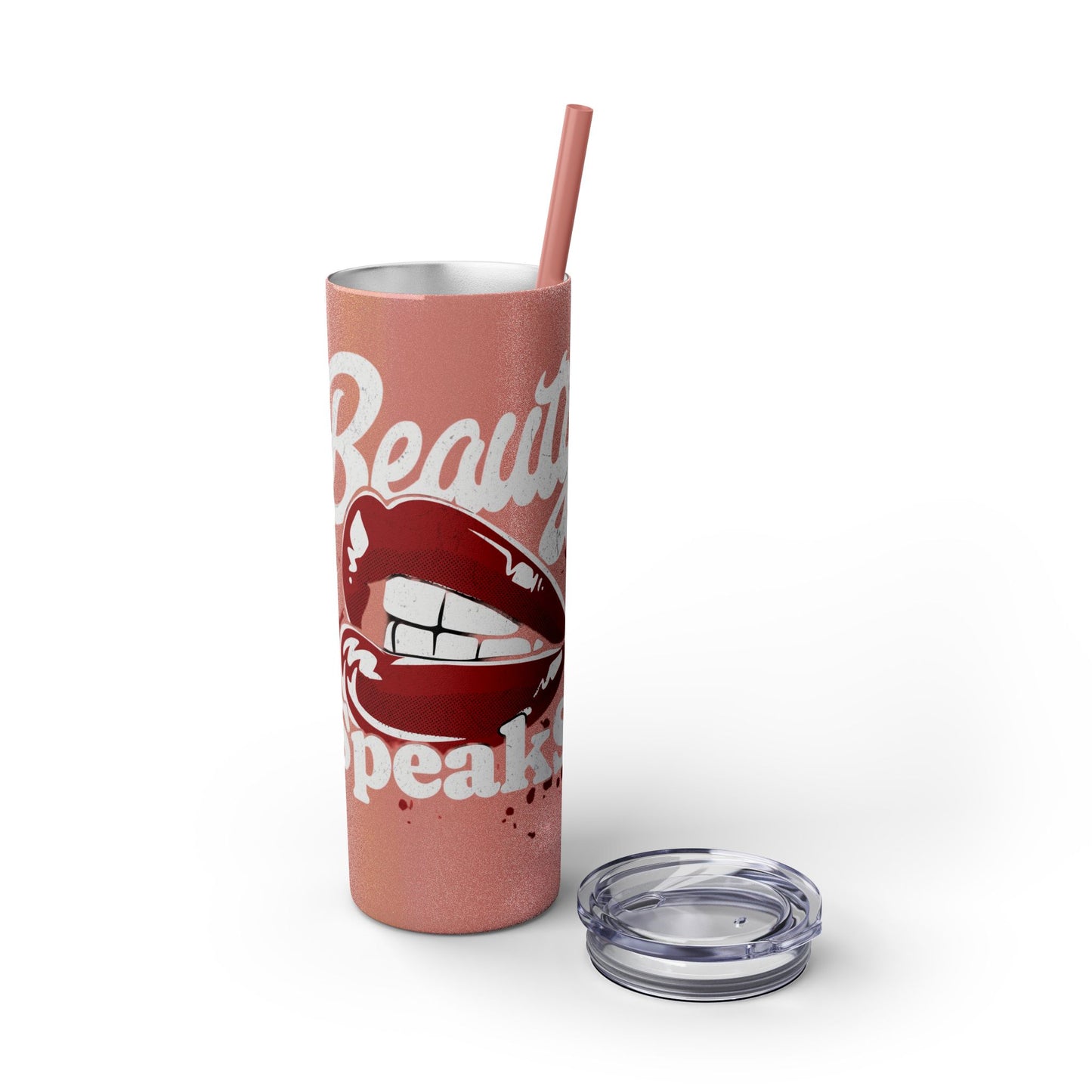 Beauty Speaks - Skinny Tumbler with Straw, 20oz - Creatively Designed Shop