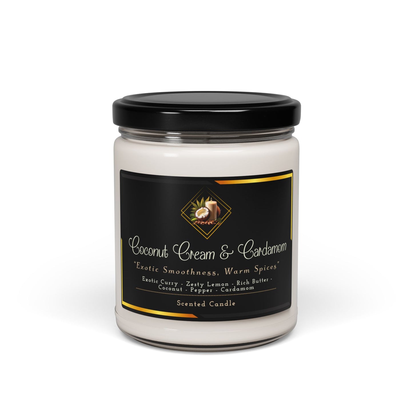 Coconut Cream & Cardamom - Scented Soy Candle, 9oz - Creatively Designed Shop