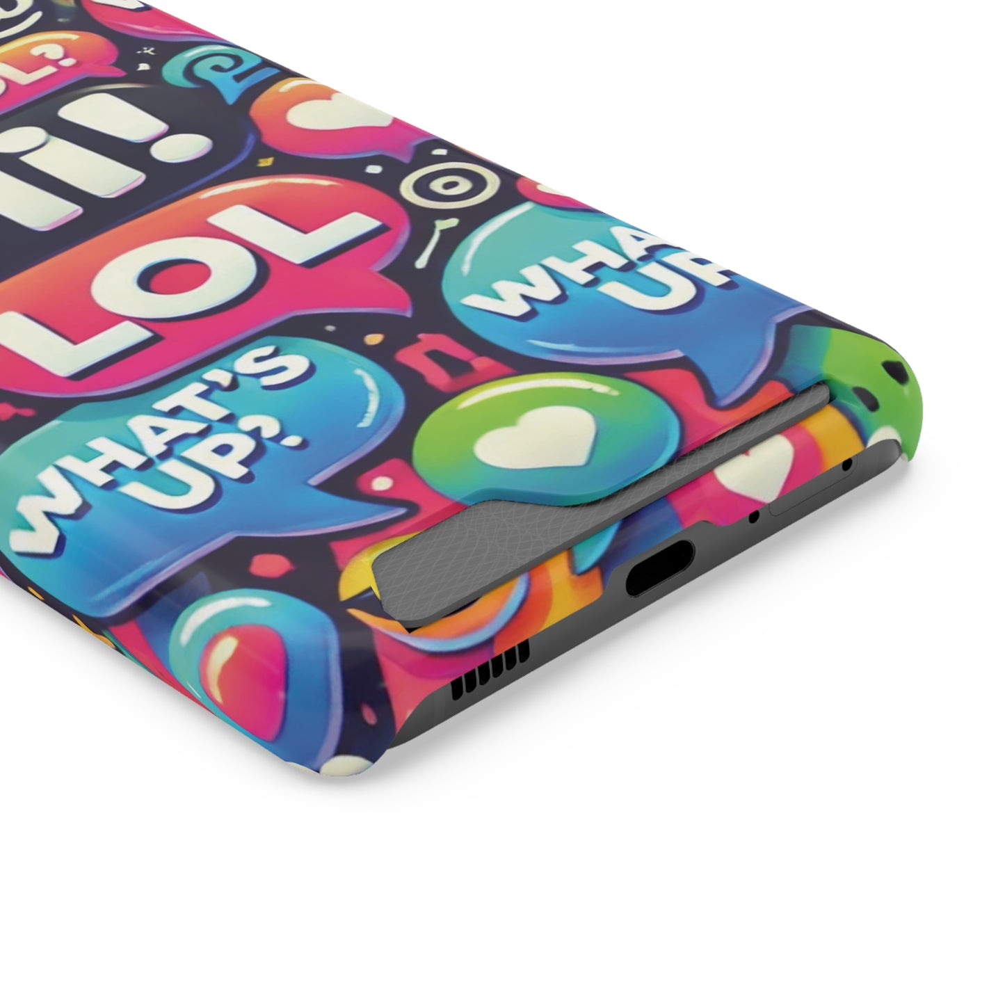 "Text Bubbles" - Phone Case With Card Holder - Creatively Designed Shop