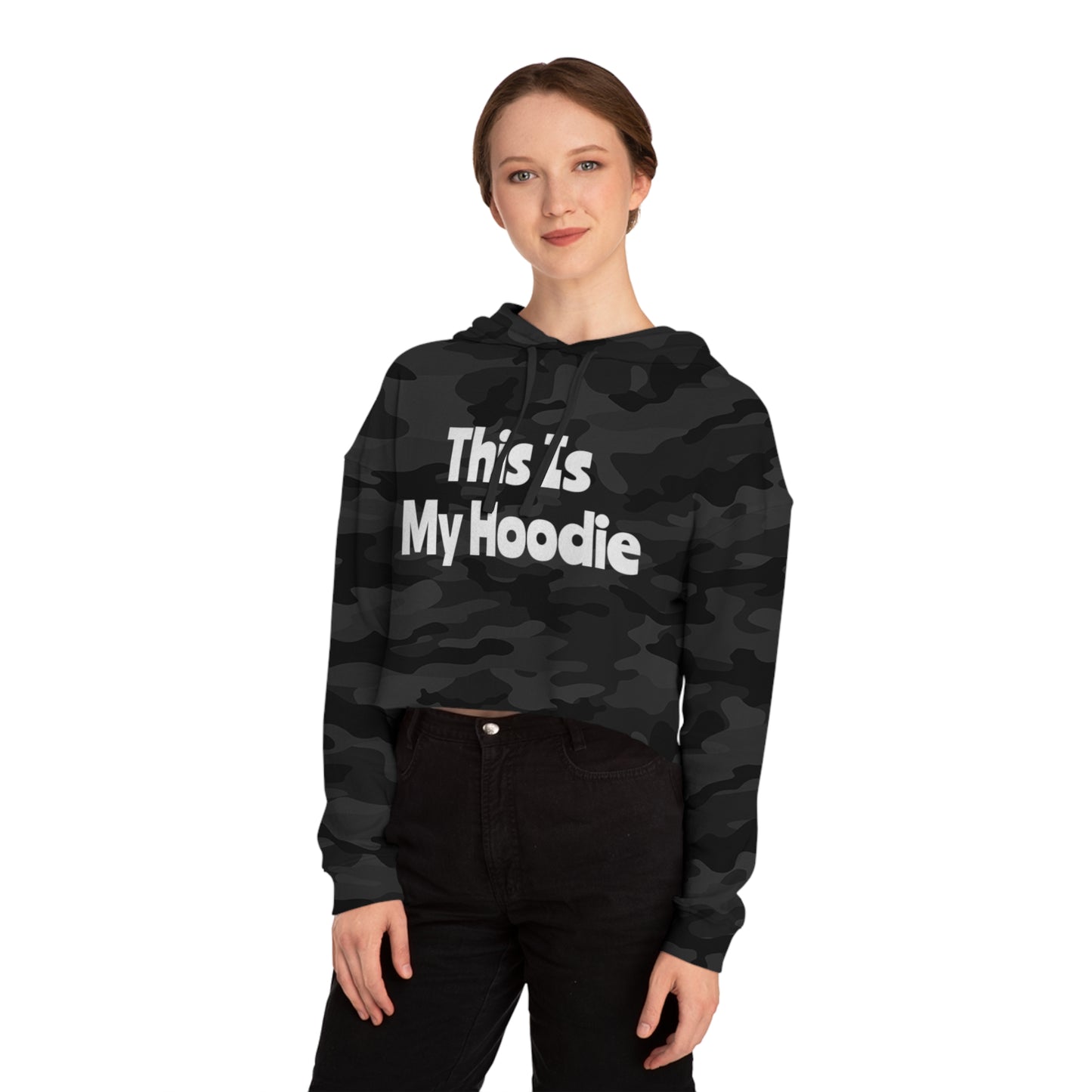 "This Is My Hoodie" - Women’s Cropped Hooded Sweatshirt - Creatively Designed Shop