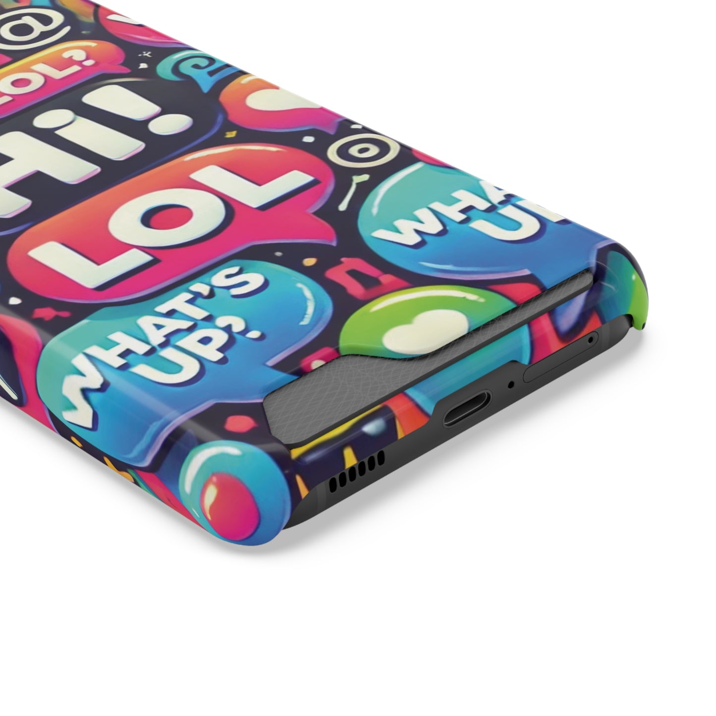 "Text Bubbles" - Phone Case With Card Holder - Creatively Designed Shop