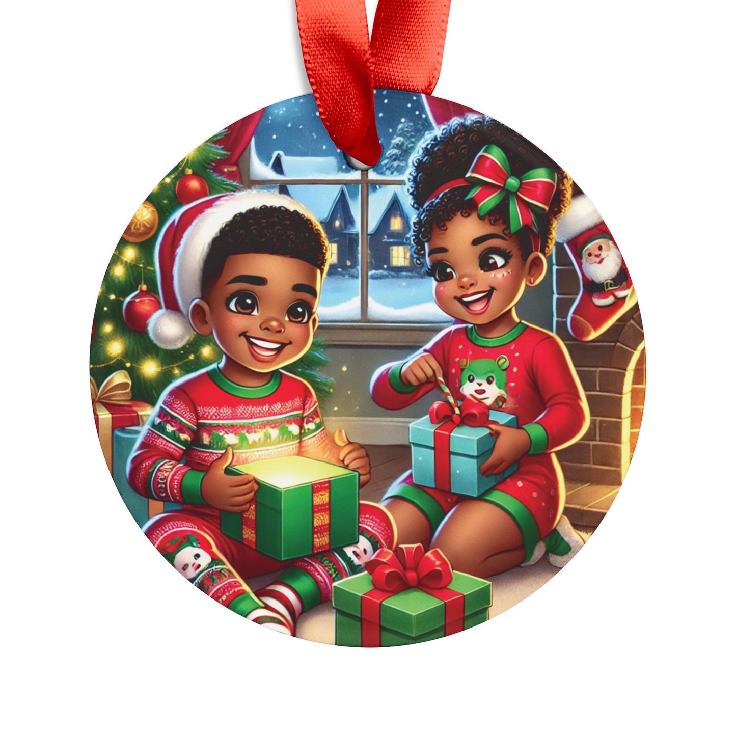Christmas Joy - Acrylic Ornament with Ribbon - Creatively Designed Shop