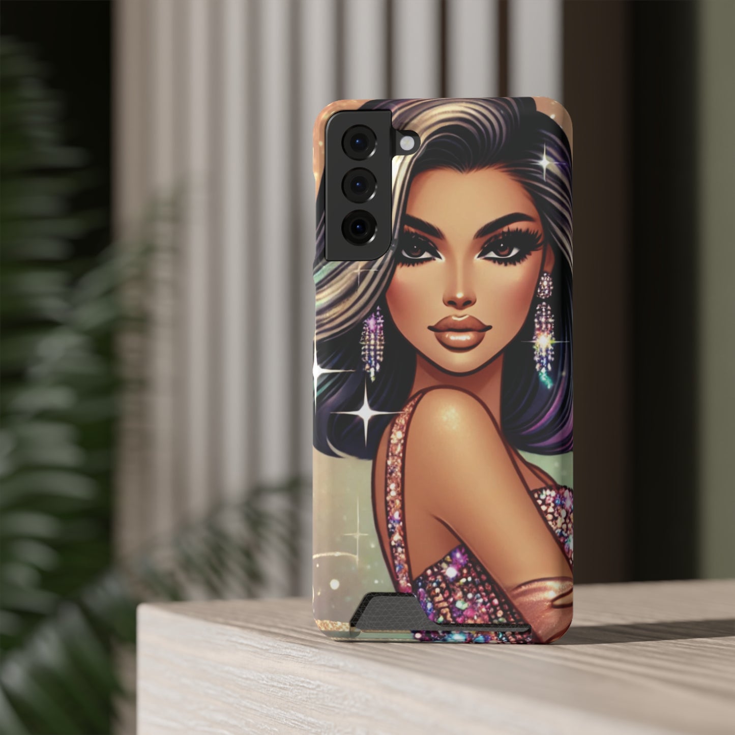 "Stunning" - Phone Case With Card Holder - Creatively Designed Shop