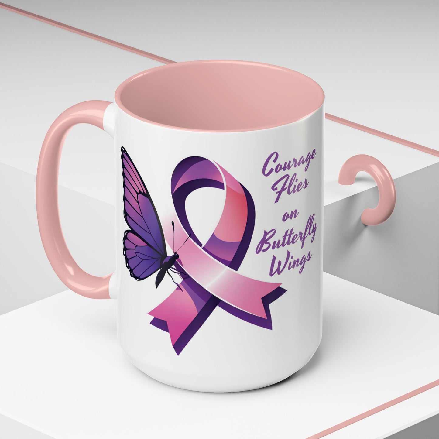 Courage Flies on Butterfly Wings - Accent Coffee Mug