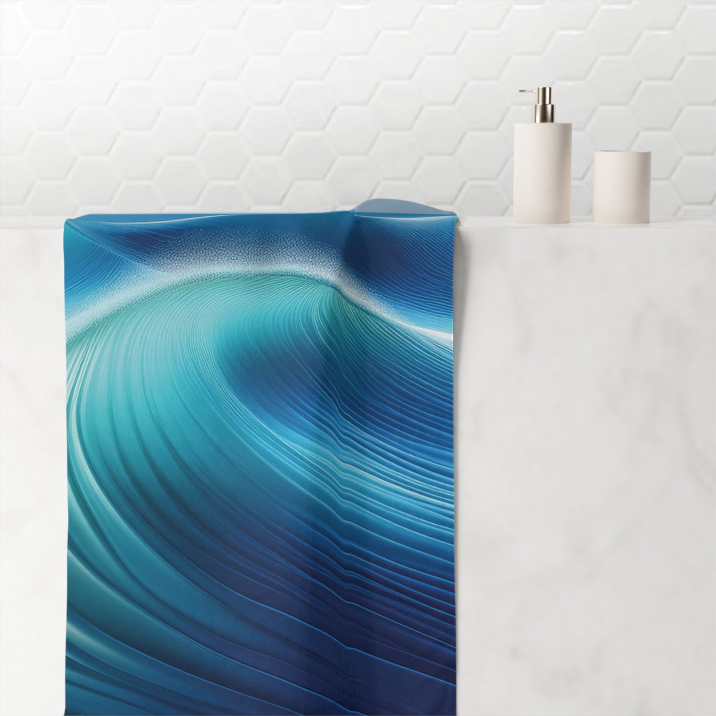 Shades of Blue Waves - Mink-Cotton Towel