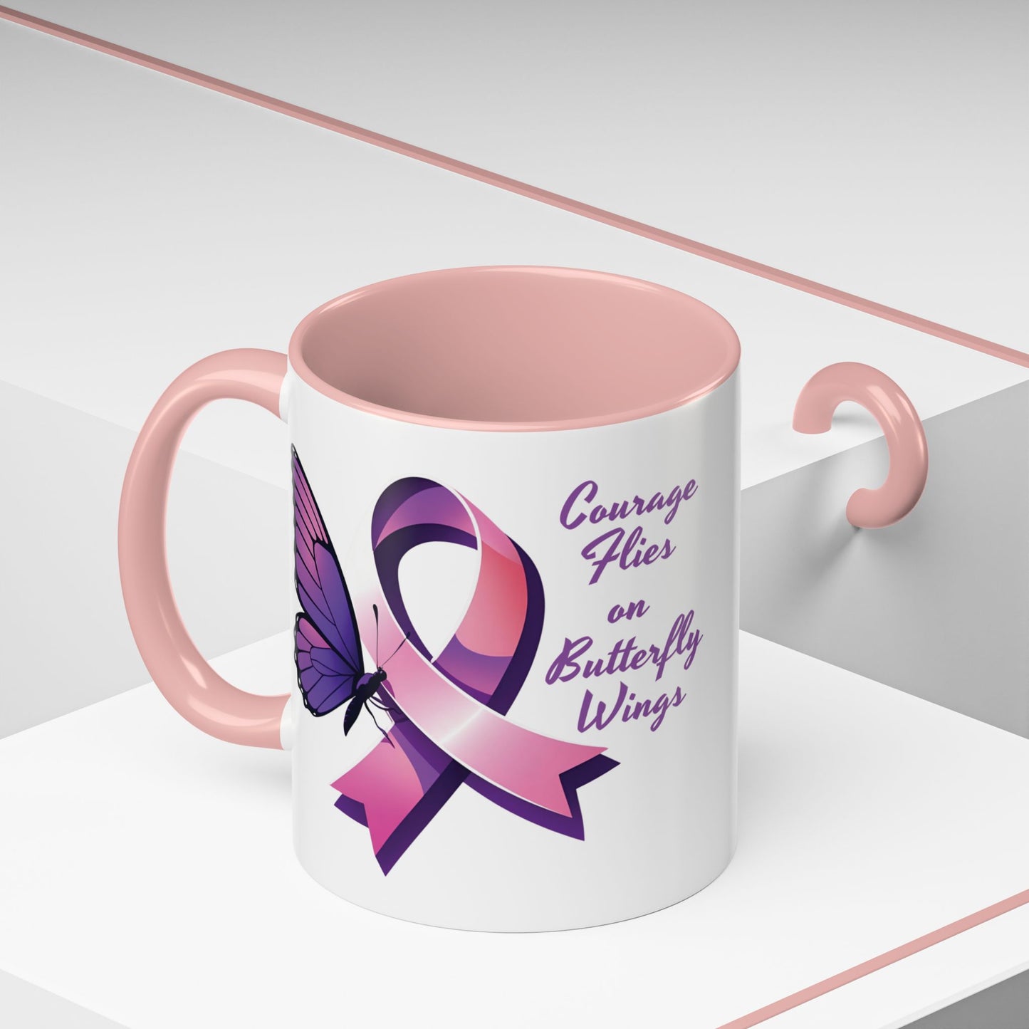 Courage Flies on Butterfly Wings - Accent Coffee Mug