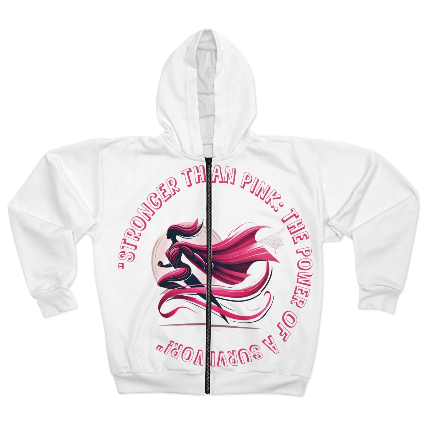 Carroll's Edition "Stronger Than Pink" - Unisex Zip Hoodie (AOP) - Creatively Designed Shop