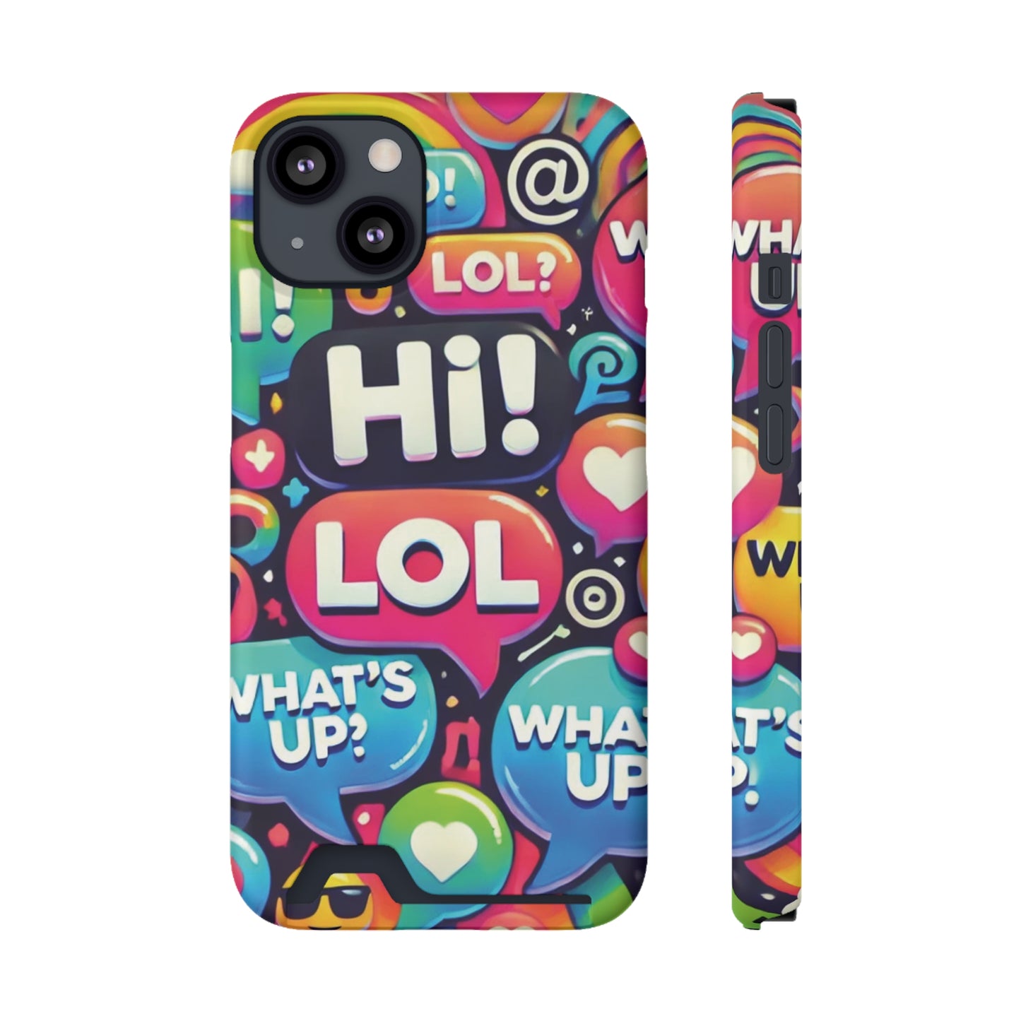 "Text Bubbles" - Phone Case With Card Holder - Creatively Designed Shop
