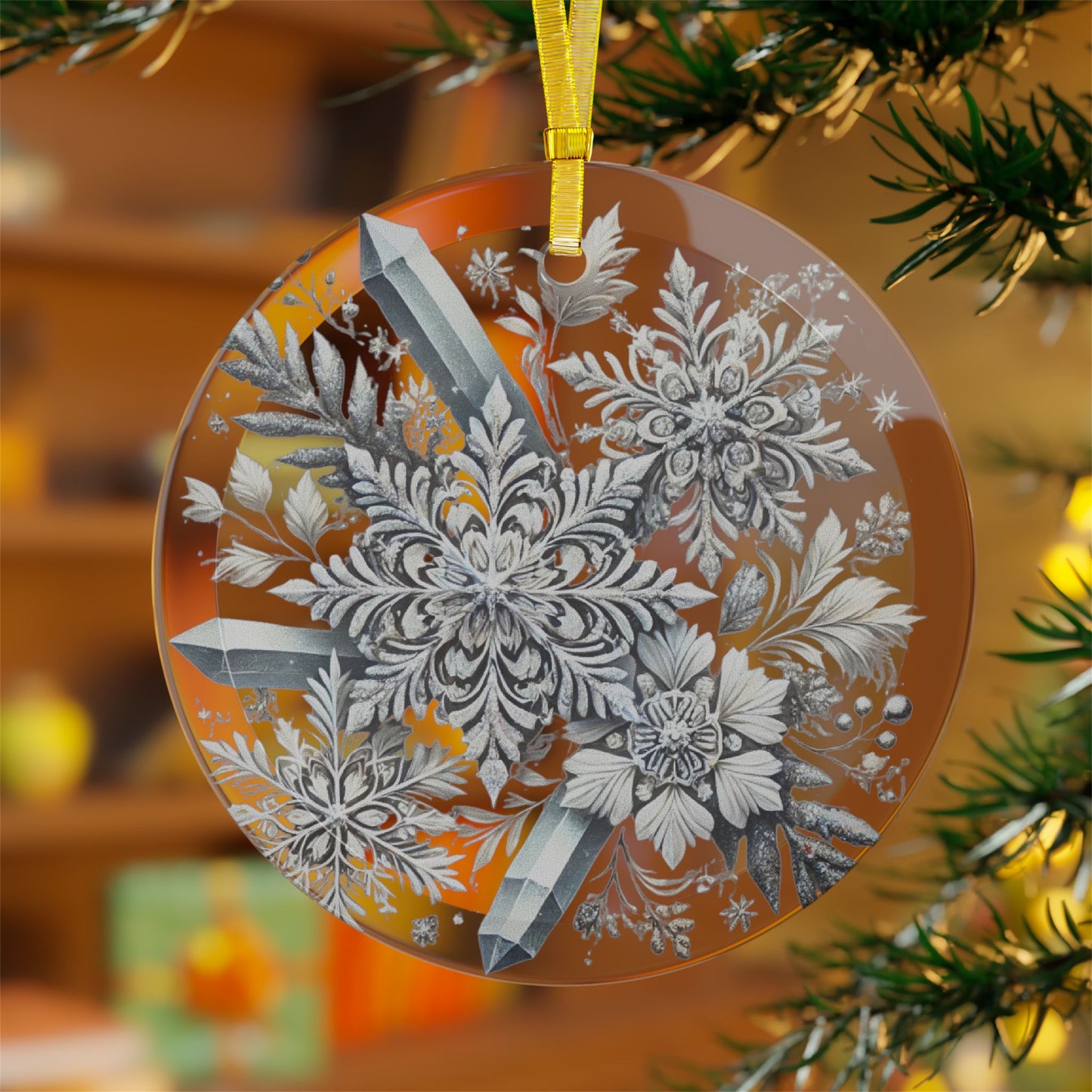 Snowflakes & Ice Crystals - Glass Ornaments - Creatively Designed Shop