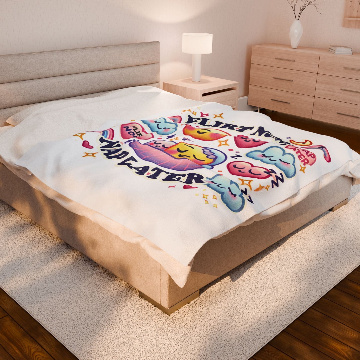 Flirt Now, Nap Later - Velveteen Plush Blanket