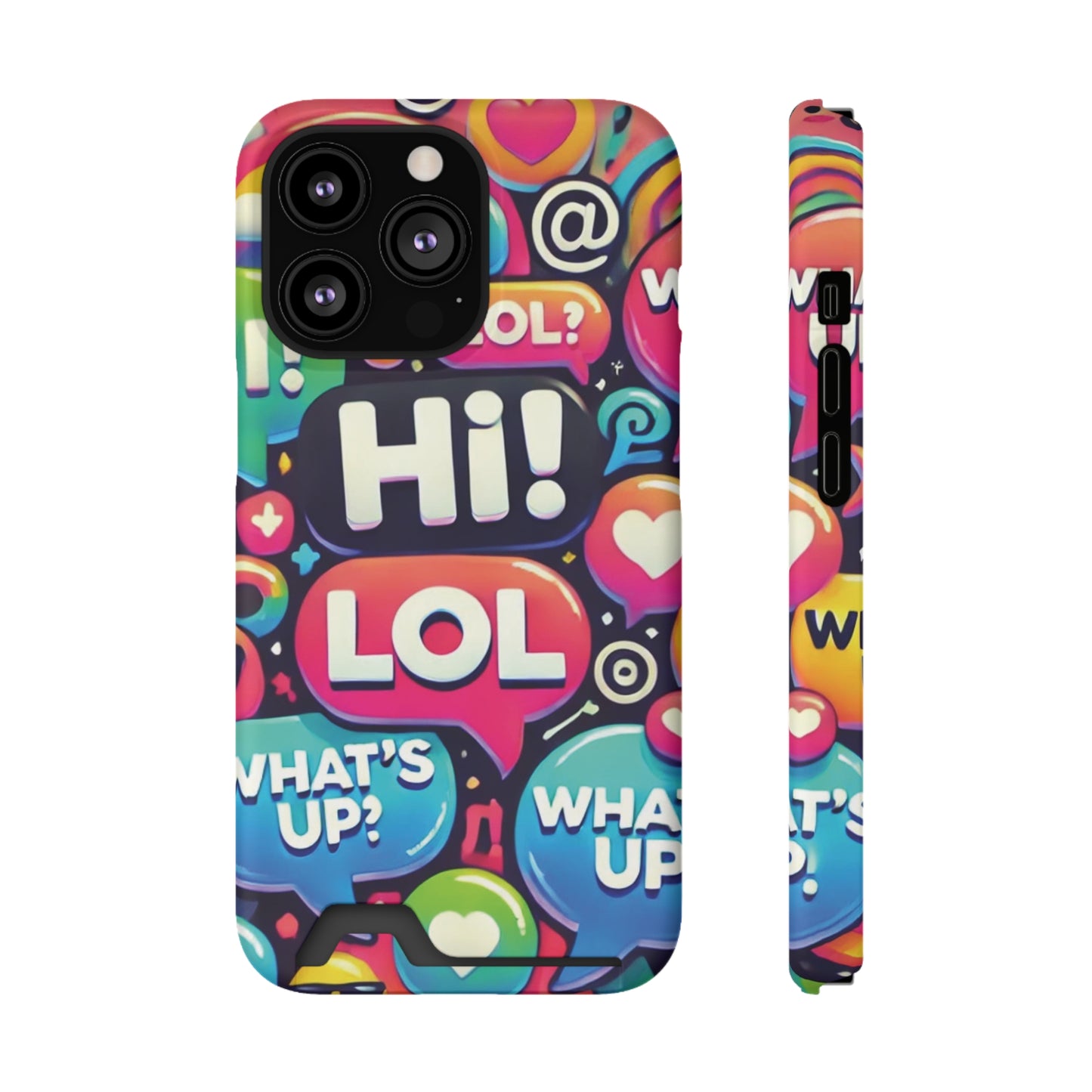 "Text Bubbles" - Phone Case With Card Holder - Creatively Designed Shop