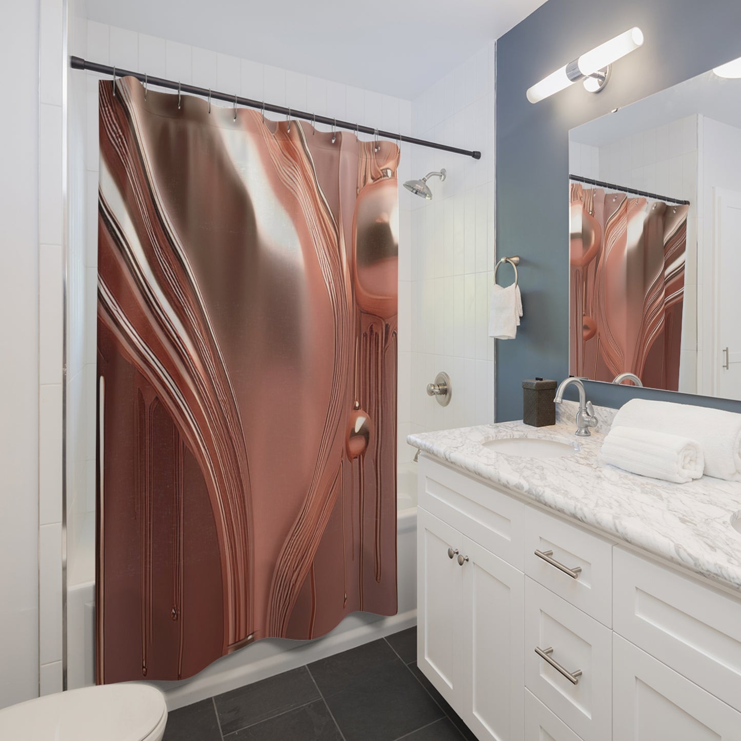 Rose Gold Metallic Drip - Shower Curtain