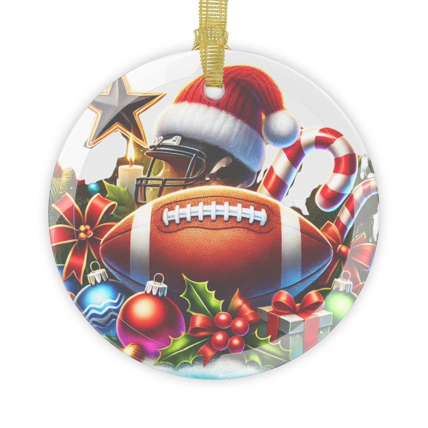 Football Christmas - Glass Ornaments - Creatively Designed Shop