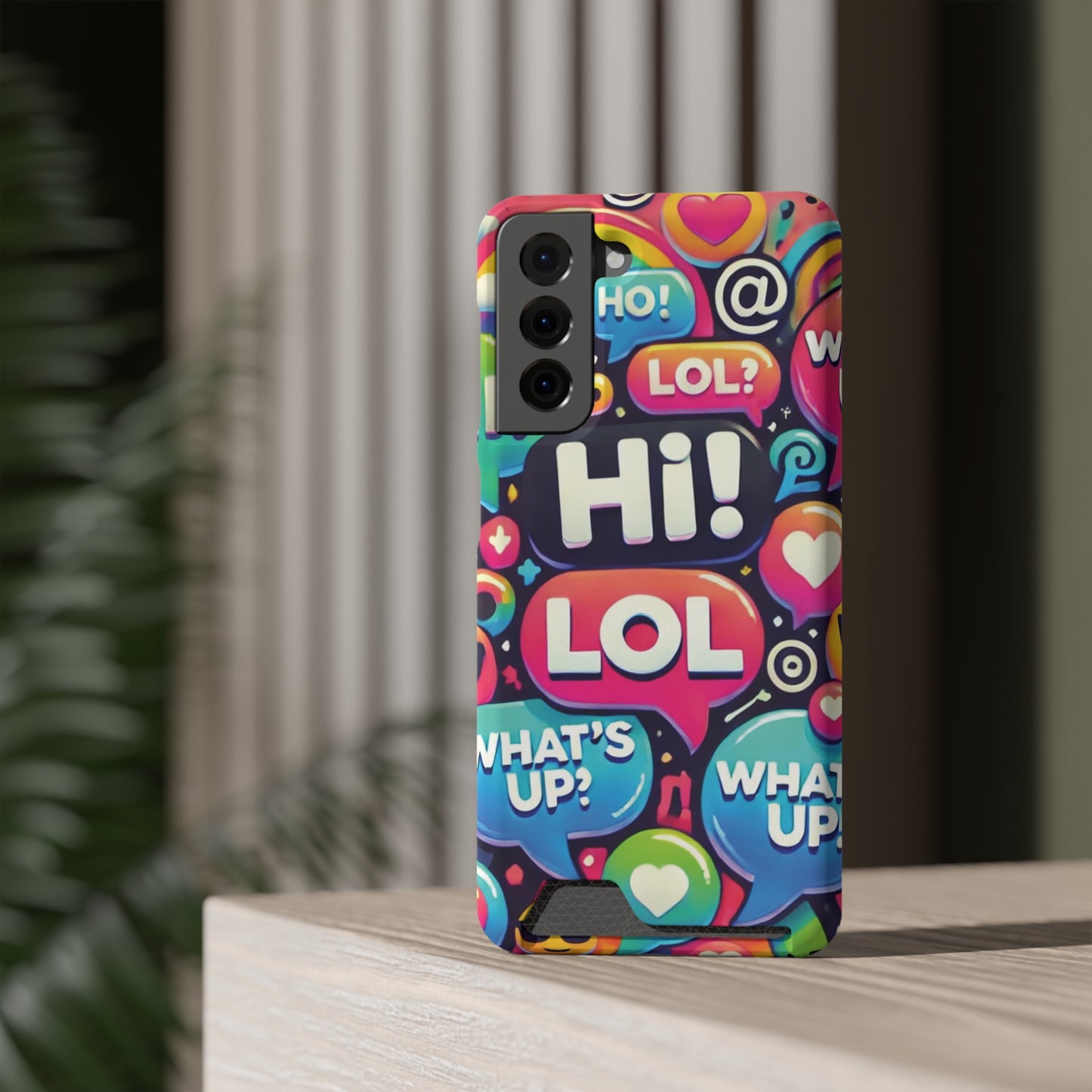 "Text Bubbles" - Phone Case With Card Holder - Creatively Designed Shop