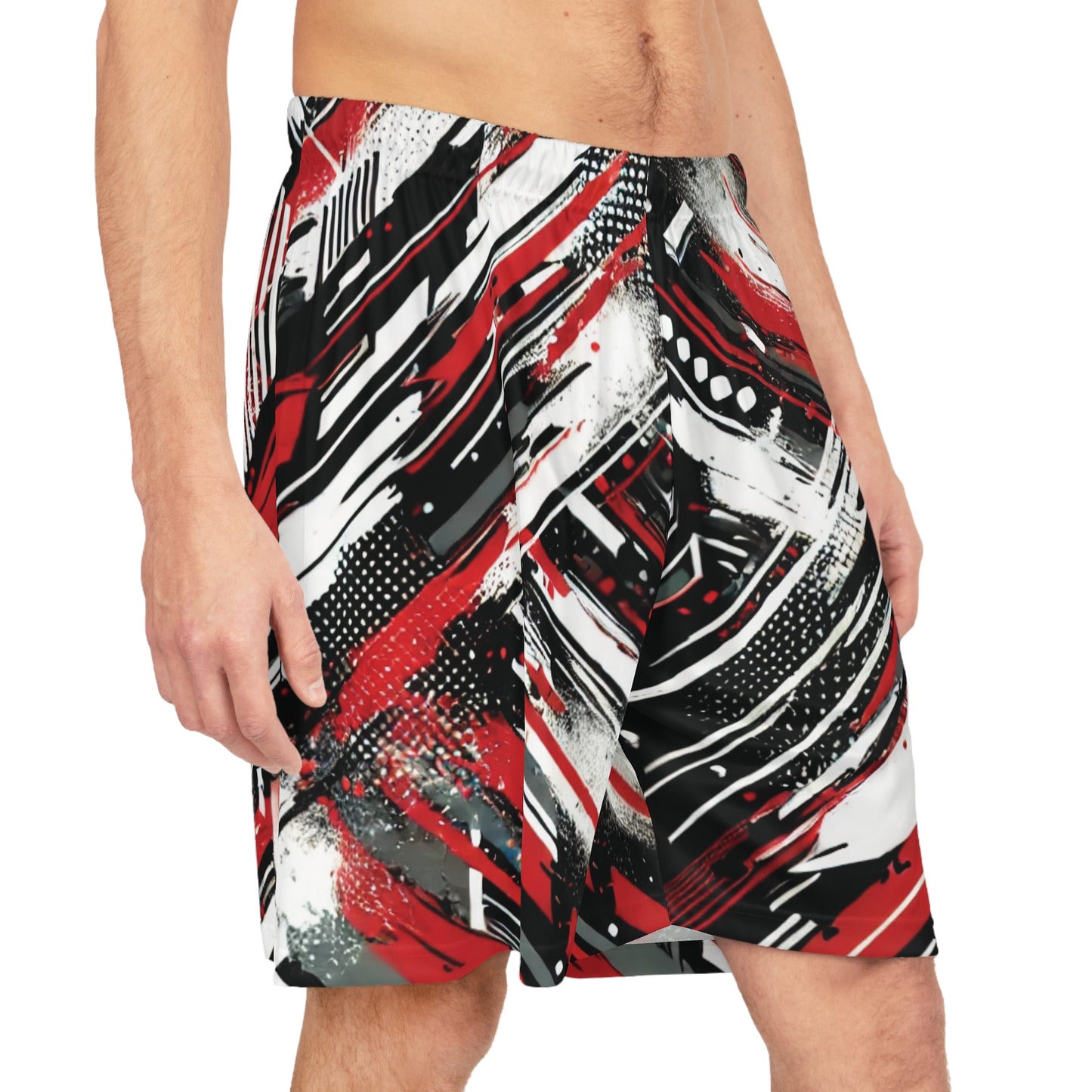 Red, Black & White - Basketball Shorts (AOP) - Creatively Designed Shop