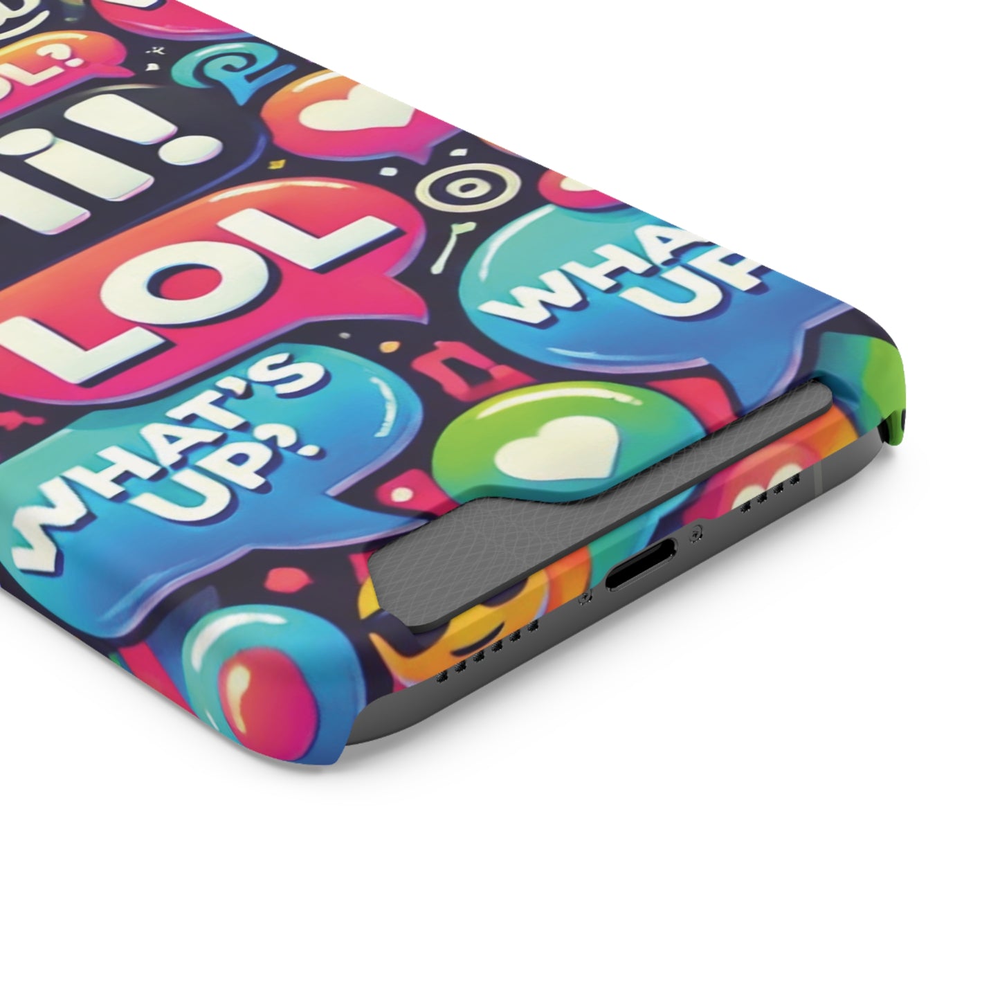 "Text Bubbles" - Phone Case With Card Holder - Creatively Designed Shop