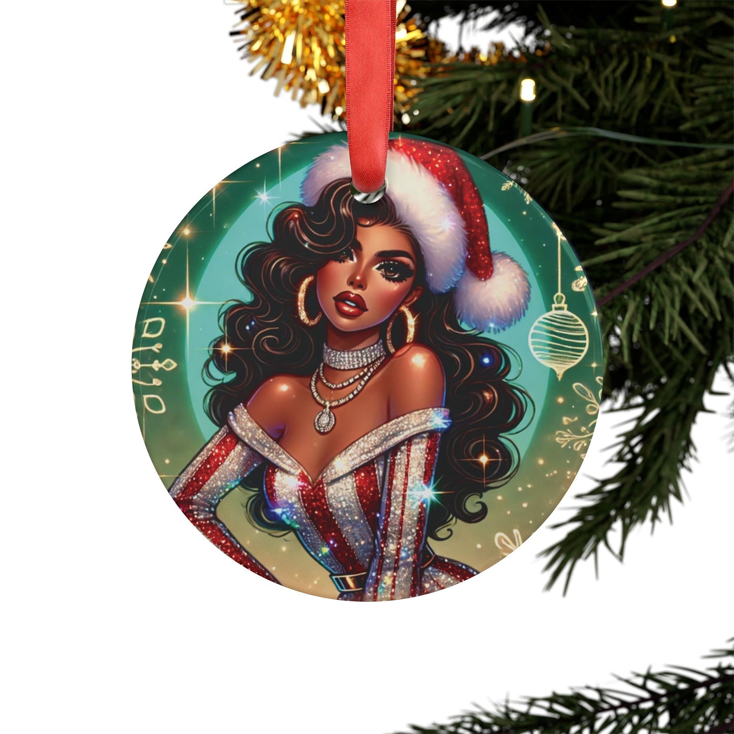 Christmas Beauty (Cultural) - Acrylic Ornament with Ribbon - Creatively Designed Shop