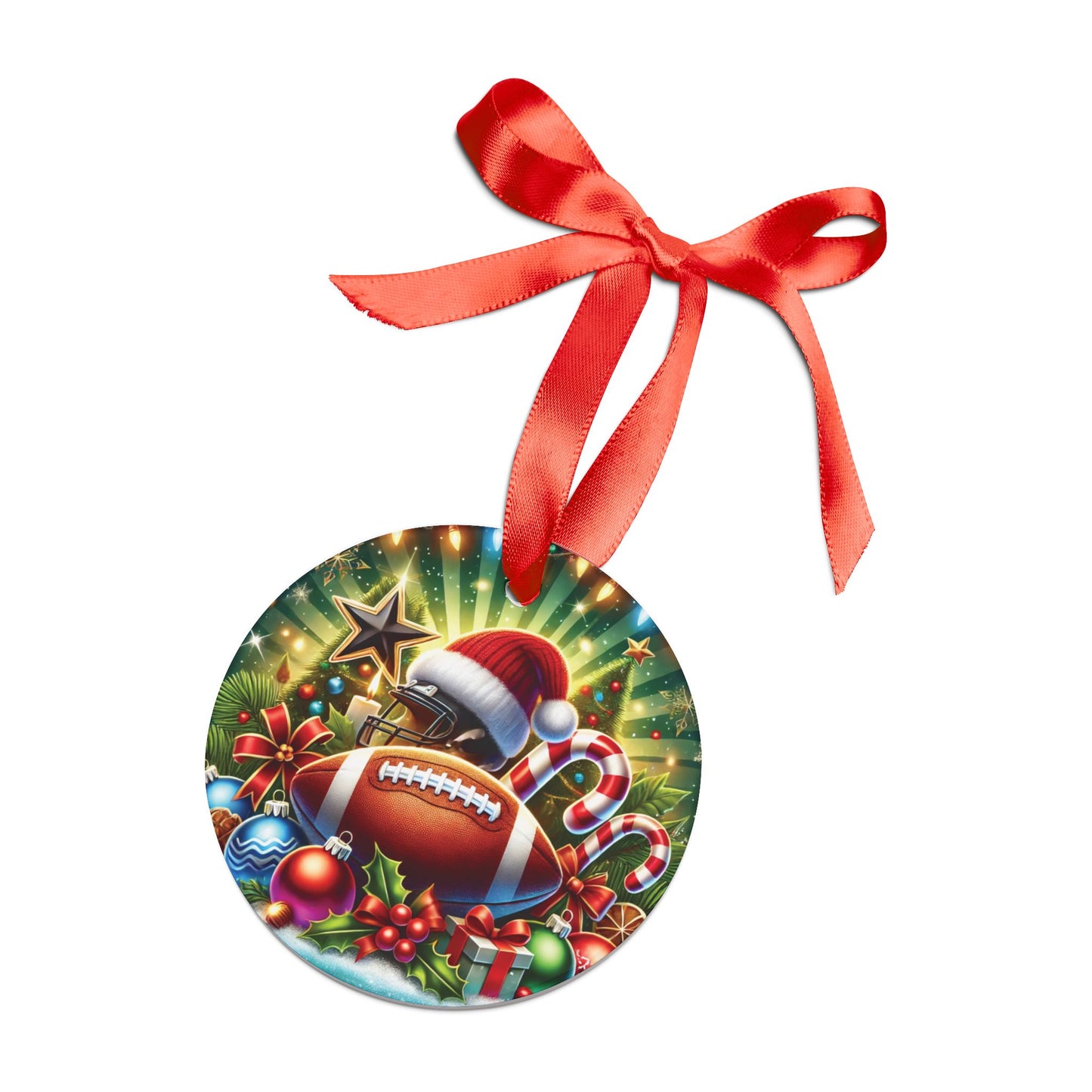 Football Christmas - Acrylic Ornament with Ribbon - Creatively Designed Shop